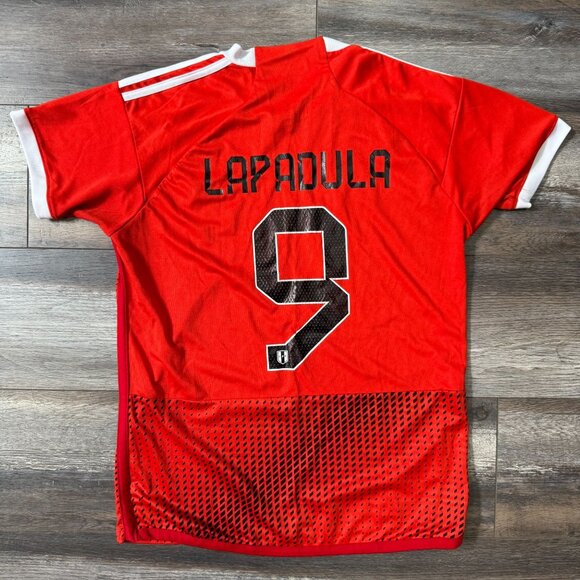 Adidas x PERU Soccer Jersey Red Mens Medium M Slim Fit #9 Lapadula 2023 Official - Picture 10 of 14